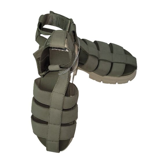 UGG Ashton Strappy Sandal‎ Womens US 9.5 Green Gladiator Platform Leather New - Picture 1 of 16